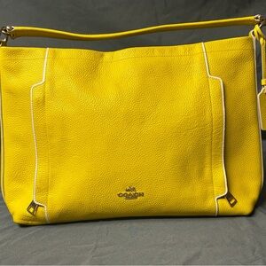 Coach Vibrant Yellow Pebbled Leather Shoulder Bag